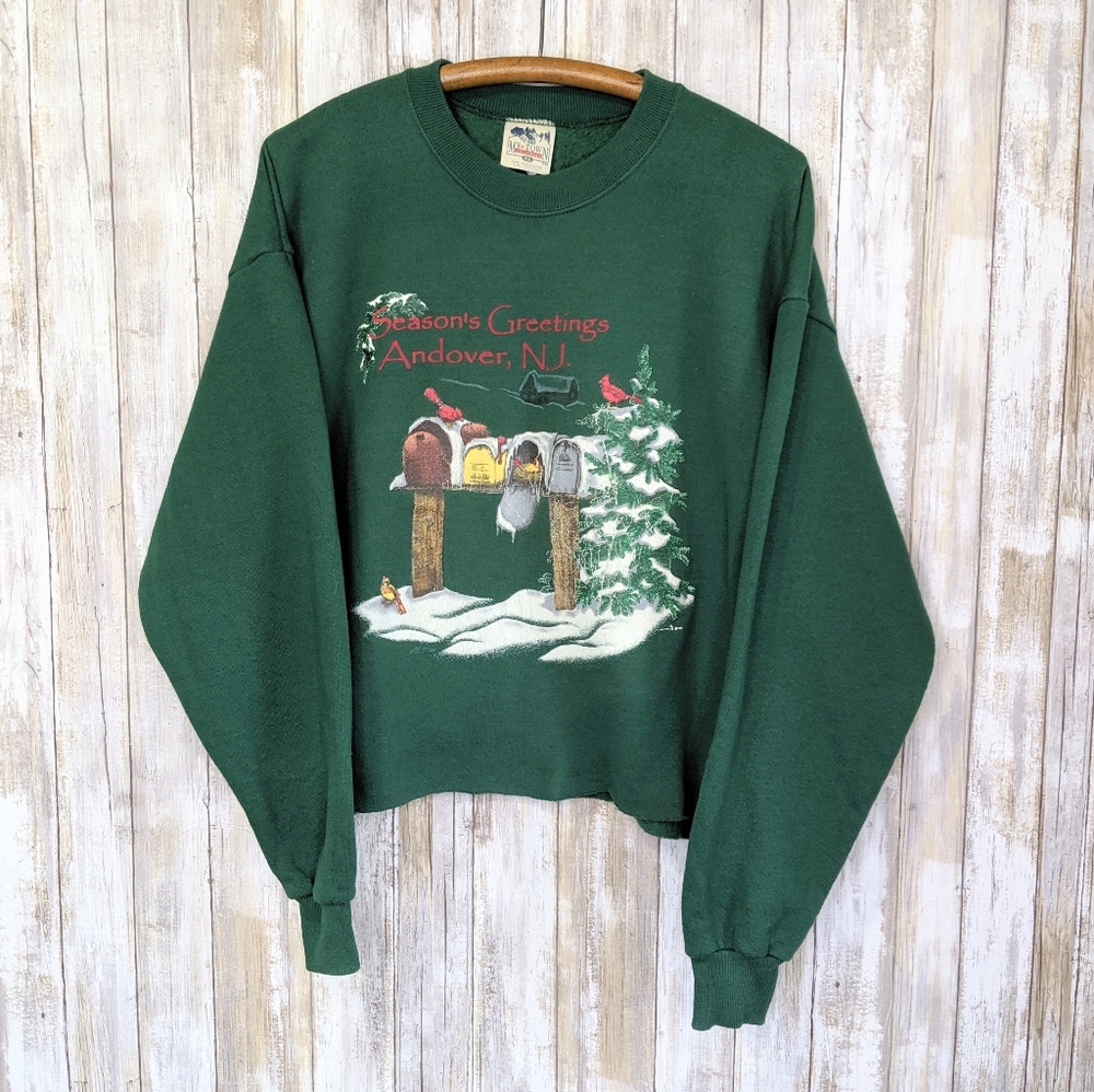 VTG '96 Christmas Cropped Crewneck Andover NJ